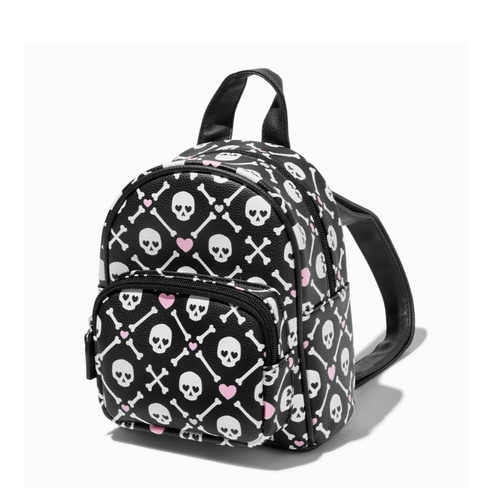 Black Skull & Pink Hearts Backpack - Picture 3 of 5